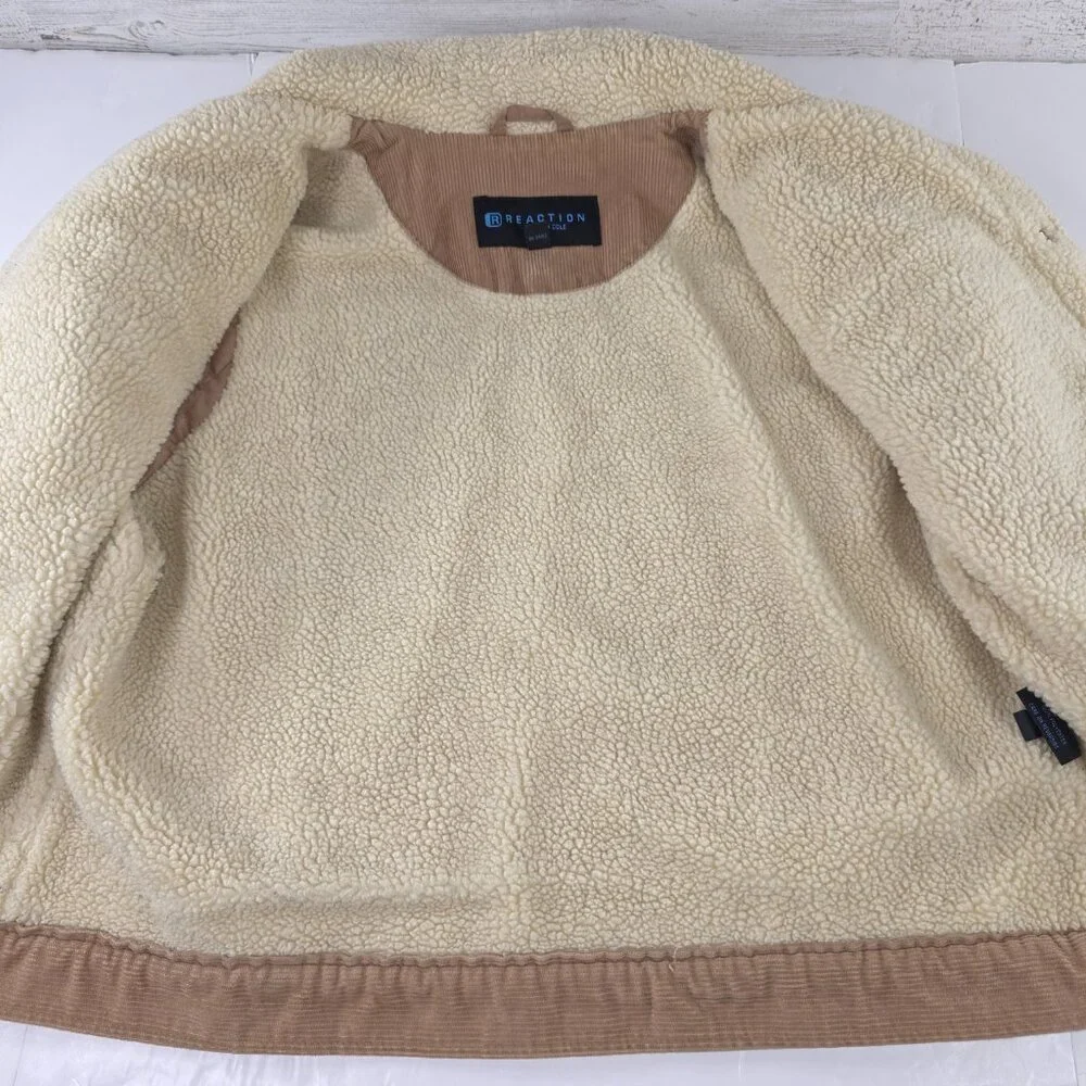 REACTION KENNETH COLE TAN CORDUROY JACKET WOMEN'S SIZE LARGE SNAP BUTTON POCKETS - Picture 11 of 16